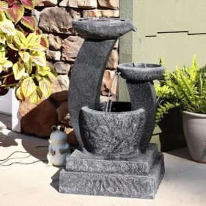 Sunnydaze Modern Cascading Bowls Water Fountain 2 Img